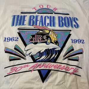 Vintage 1992 White The Beach Boys 30th Anniversary Tour Shirt L Brockum NWOT